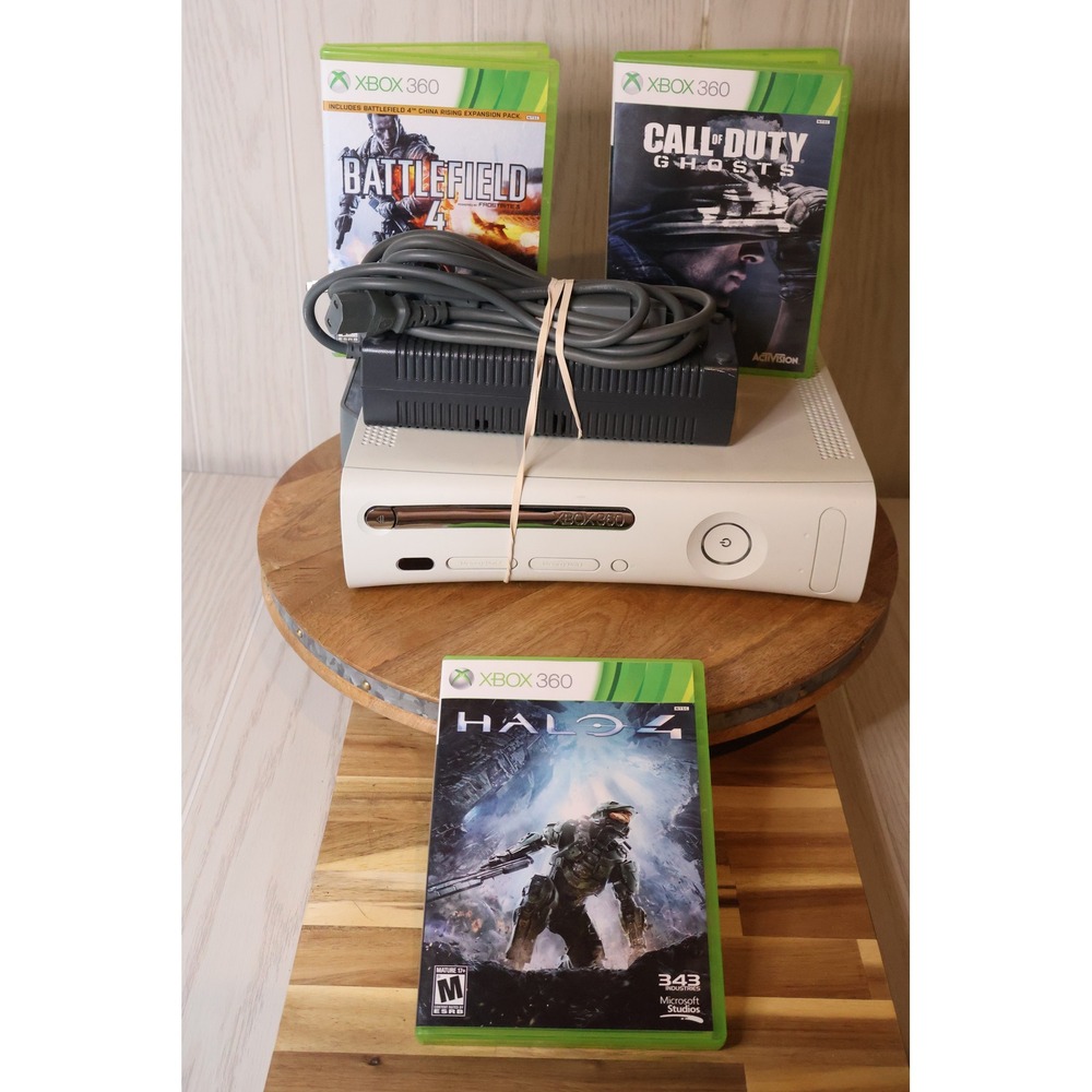 Microsoft Xbox 360 60GB Console w/ Wifi Adaptor, 3 Games, No Controller, Tested